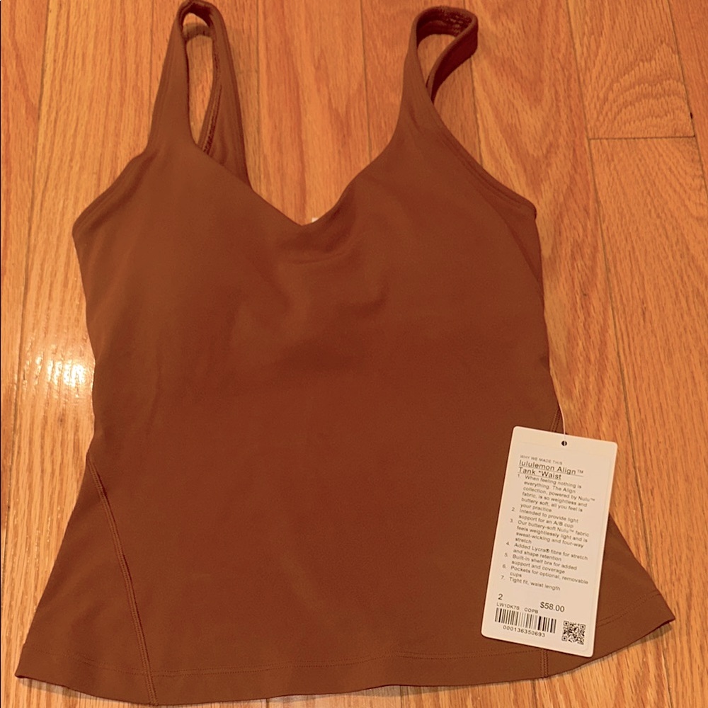 NWT lululemon Align Tank Waist Length | Copper Brown | Size 2